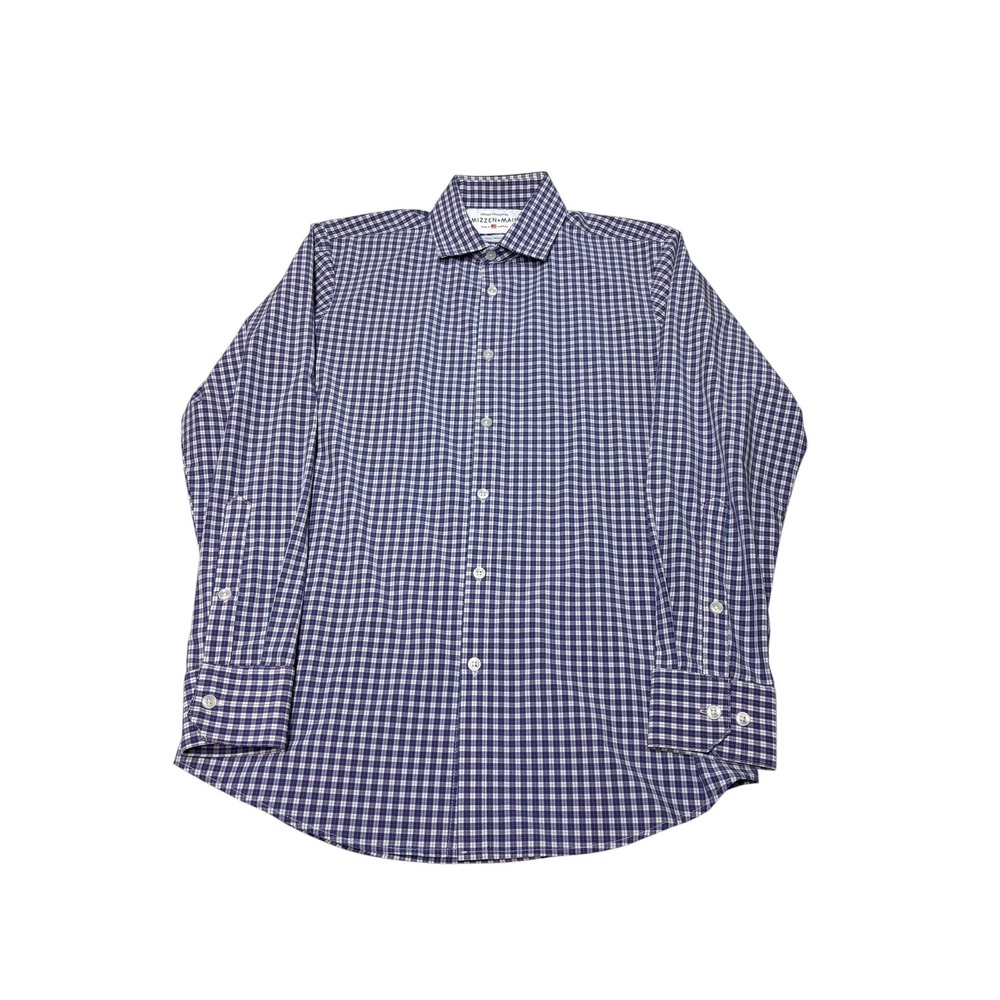Mizzen Main Leeward Shirt Mens S USA Trim Fit Blue Red Gingham Performance